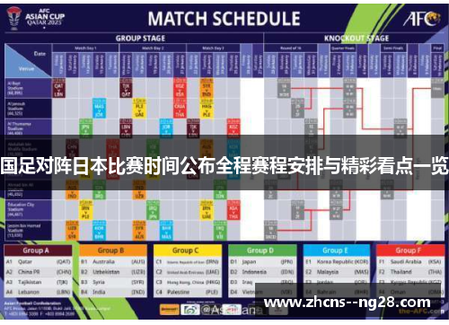 国足对阵日本比赛时间公布全程赛程安排与精彩看点一览